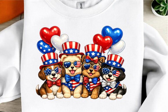 Cute Patriotic Dogs Patchwork PNG: A Creative Asset for Every Designer