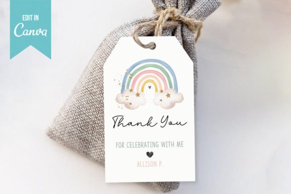 Effortless Style: The Rainbow Thank You Tag Canva Template