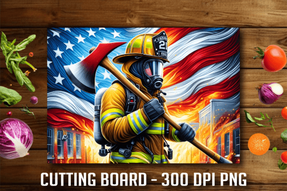 Firefighter American Flag Cutting Board: A Sublimation Design for Meaningful Kitchen Decor