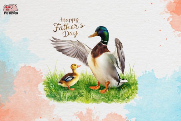 Happy Father's Day Duck Clipart PNG: Whimsical Design for Dad