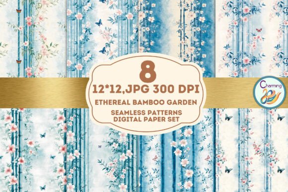 Seamless Paper: Ethereal Bamboo Garden for Serene Design