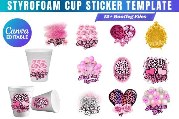 Styrofoam Cup Template Bundle: Custom Party Cups